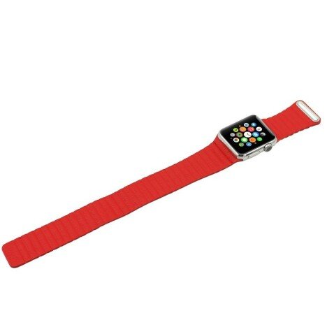 Curea iUni compatibila cu Apple Watch 1/2/3/4/5/6/7, 40mm, Leather Loop, Piele, Red