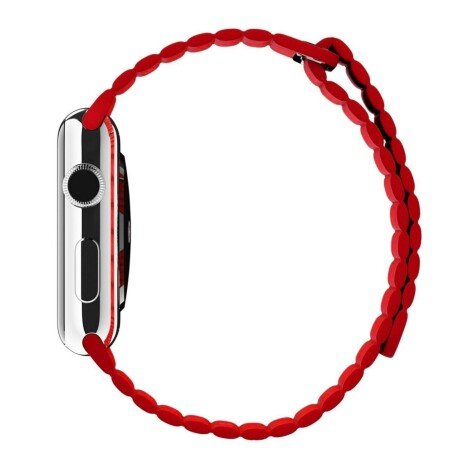 Curea iUni compatibila cu Apple Watch 1/2/3/4/5/6/7, 40mm, Leather Loop, Piele, Red